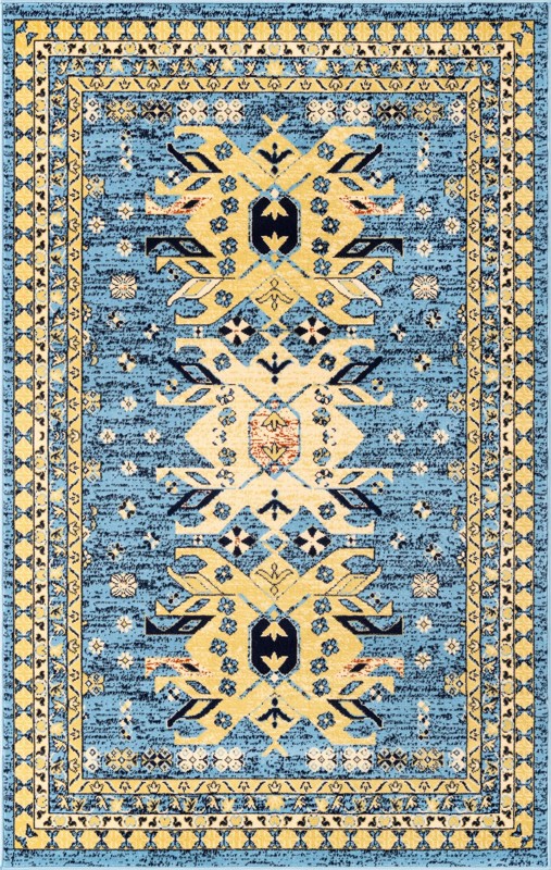 5' 3 x 8' Isadora · Border rug, blue