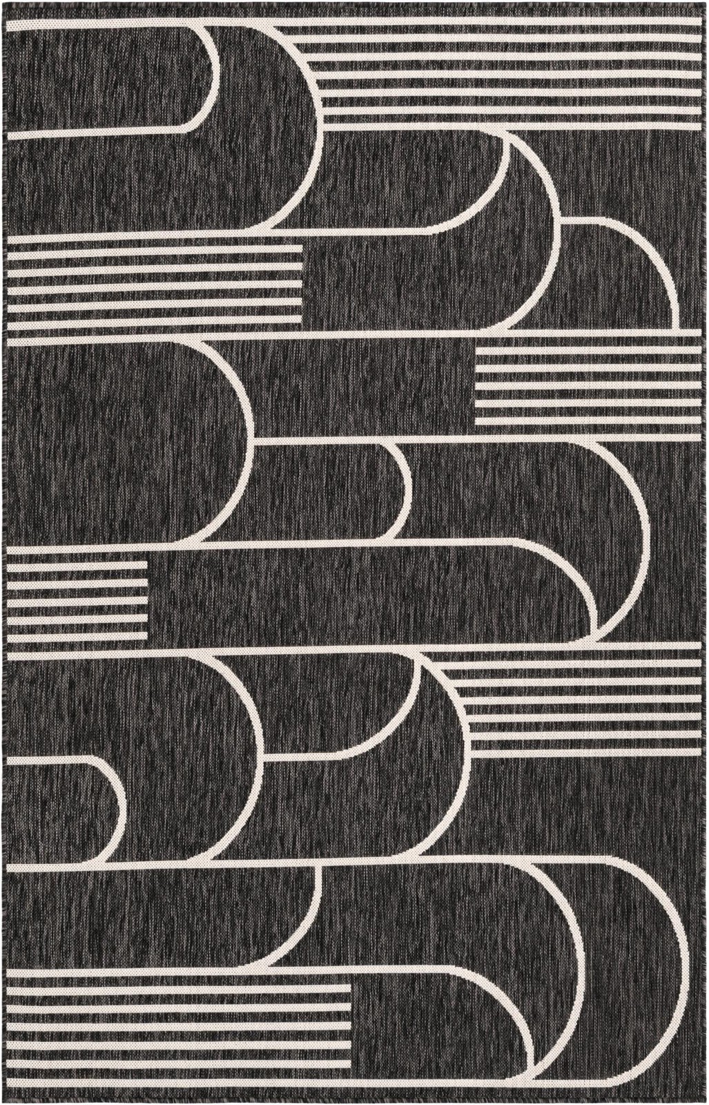 5' 3 x 8' Prudence · Geometric Outdoor Rug, black and white