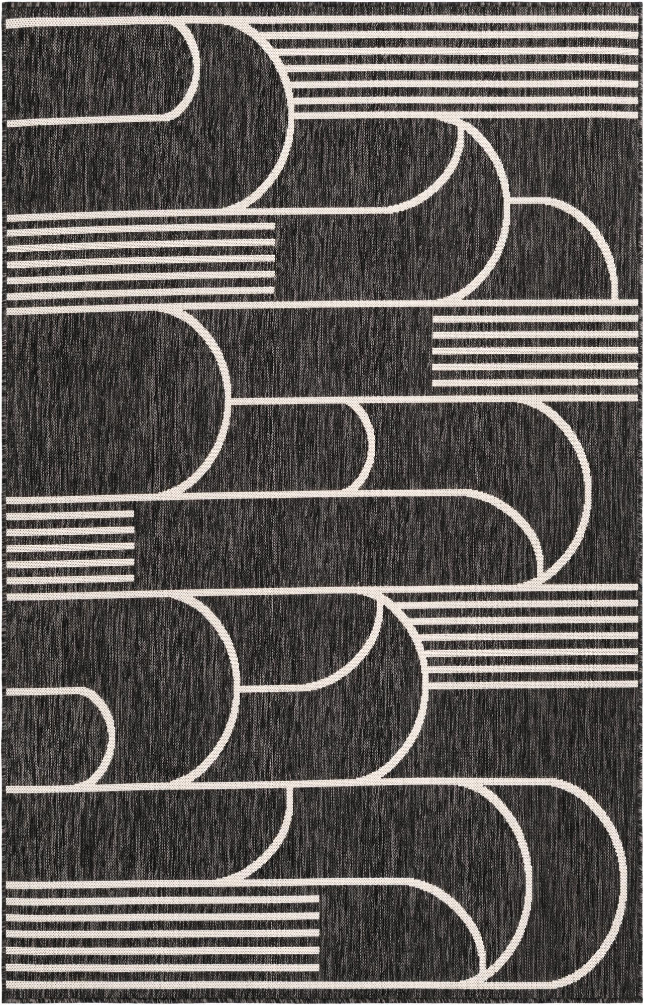 5' 3 x 8' Prudence · Geometric Outdoor Rug, black and white