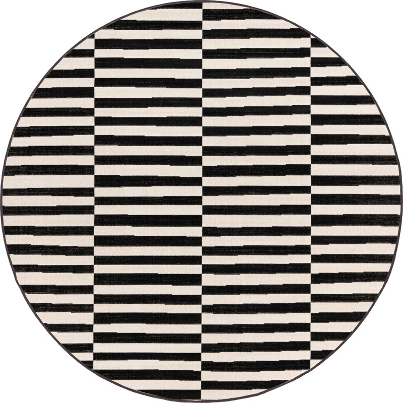 Jameson · Striped geometric rug, black and ivory