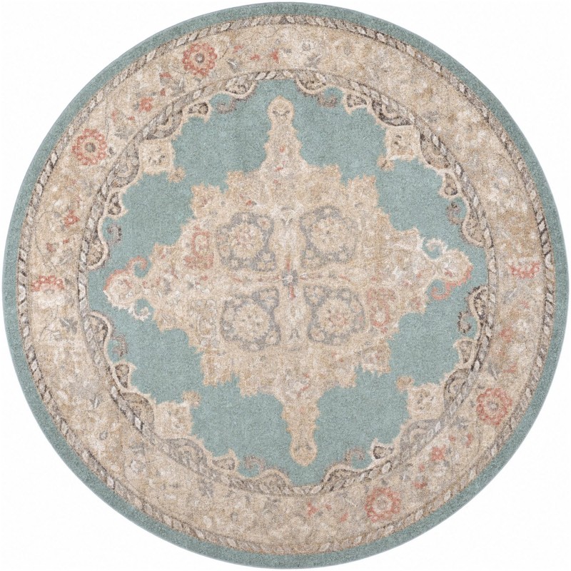 10' x 10' Selby · Border rug, aqua