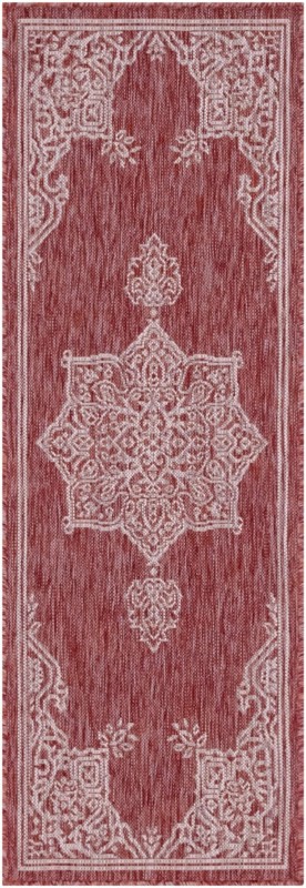Rhys · Border Outdoor Rug, rustred