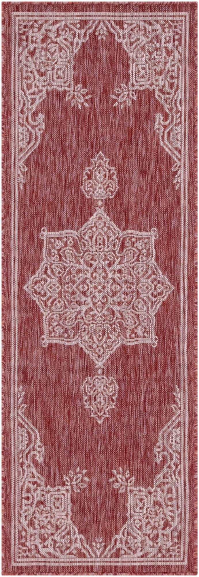 2' x 6' Rhys · Border Outdoor Rug, rustred