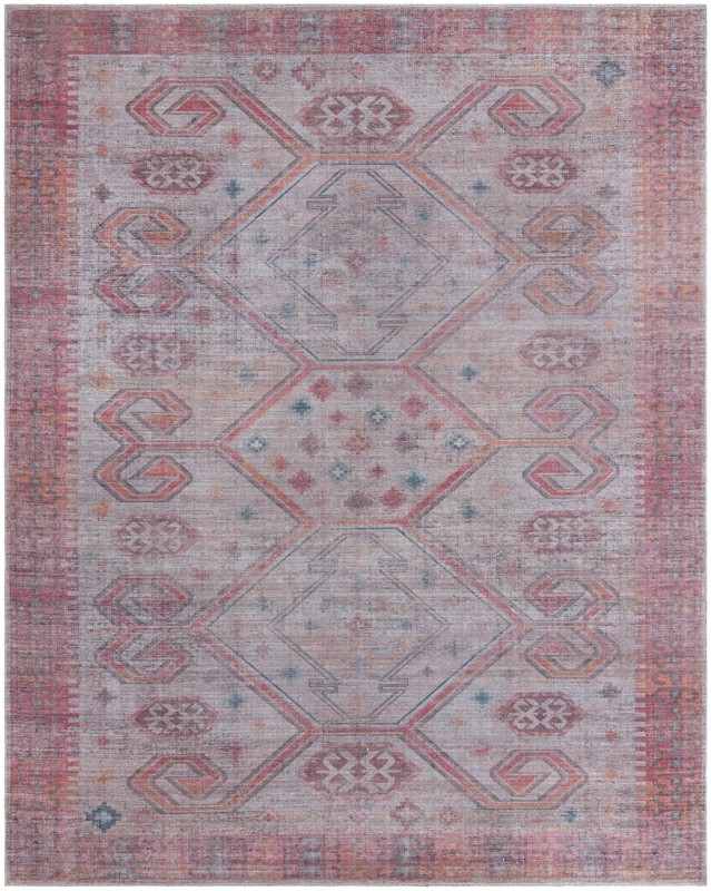 10' 6 x 13' Bascom · Geometric medallion Washable Rug, rust and beige