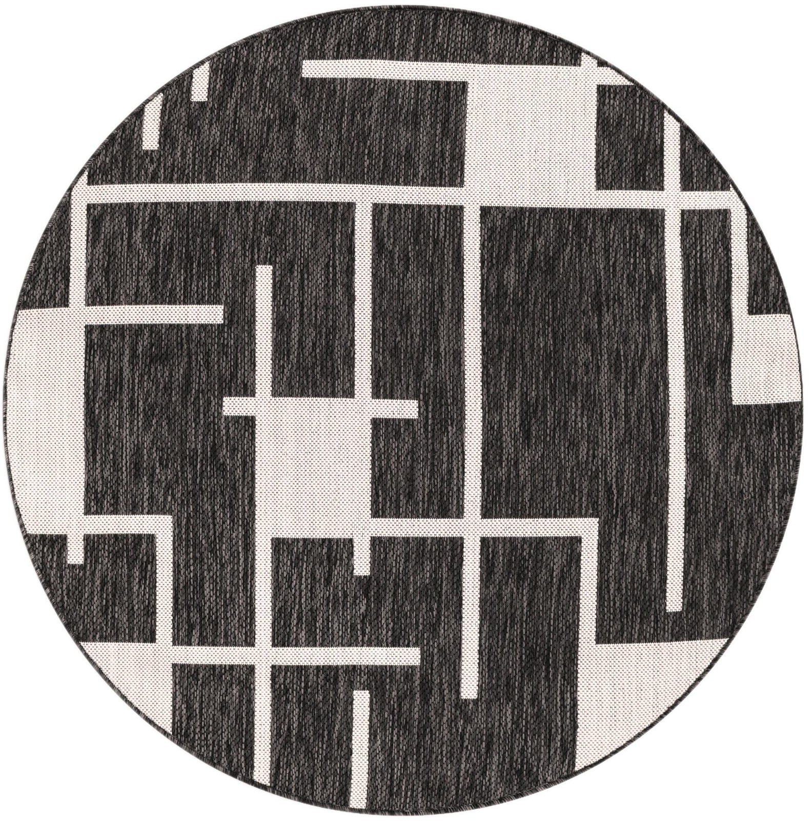 4' x 4' Gillespie · Geometric Outdoor Rug, black and white