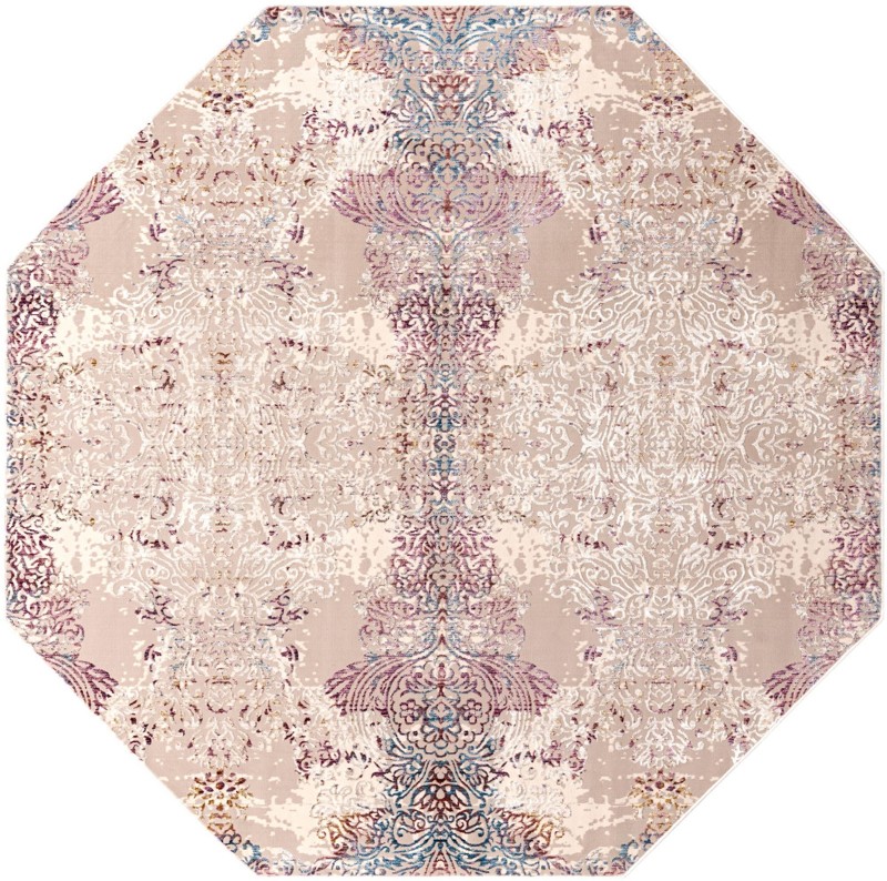 7' 10 x 7' 10 Tennant · Damask rug, ivory