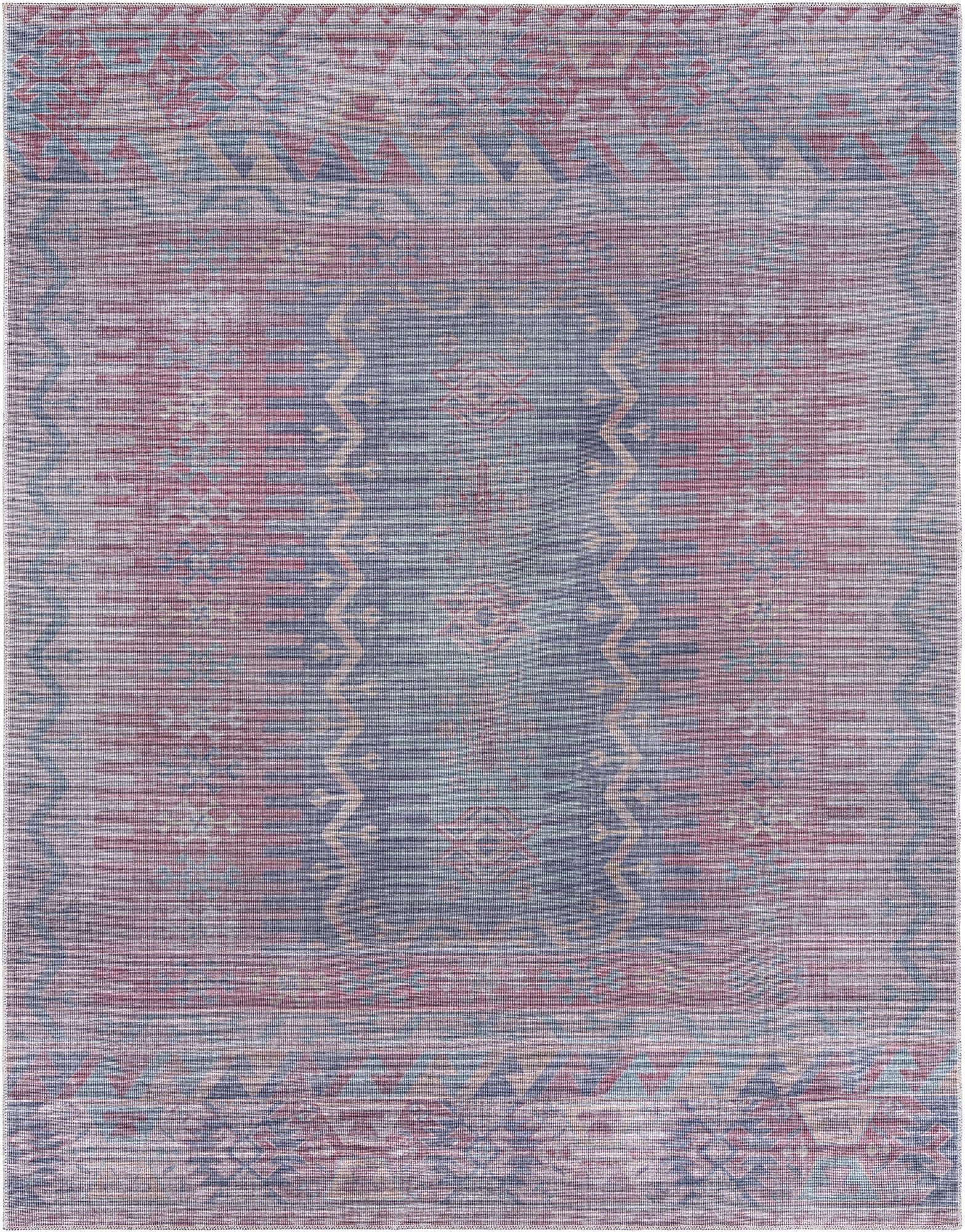 7' 10 x 10' Paige · Tribal geometric Washable Rug, blue and red