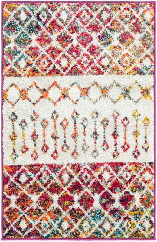 2' x 3' Vernon · Geometric tribal rug, ivory multi