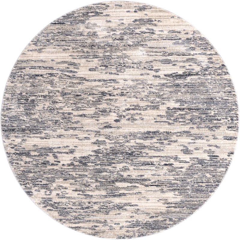 7' x 7' Ochre · Abstract rug, navy and ivory
