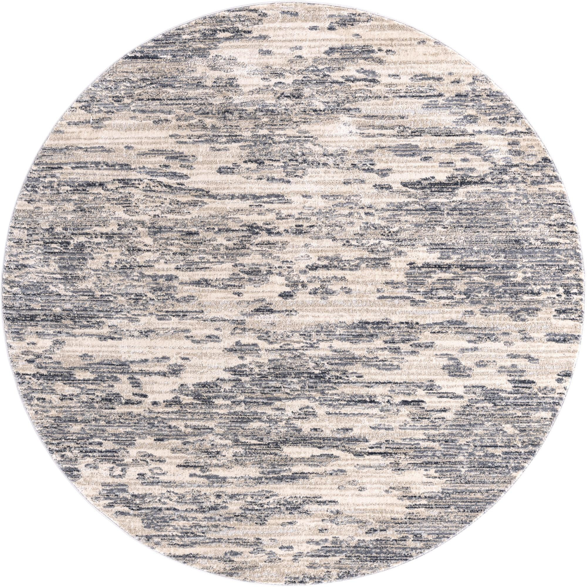 7' x 7' Ochre · Abstract rug, navy and ivory