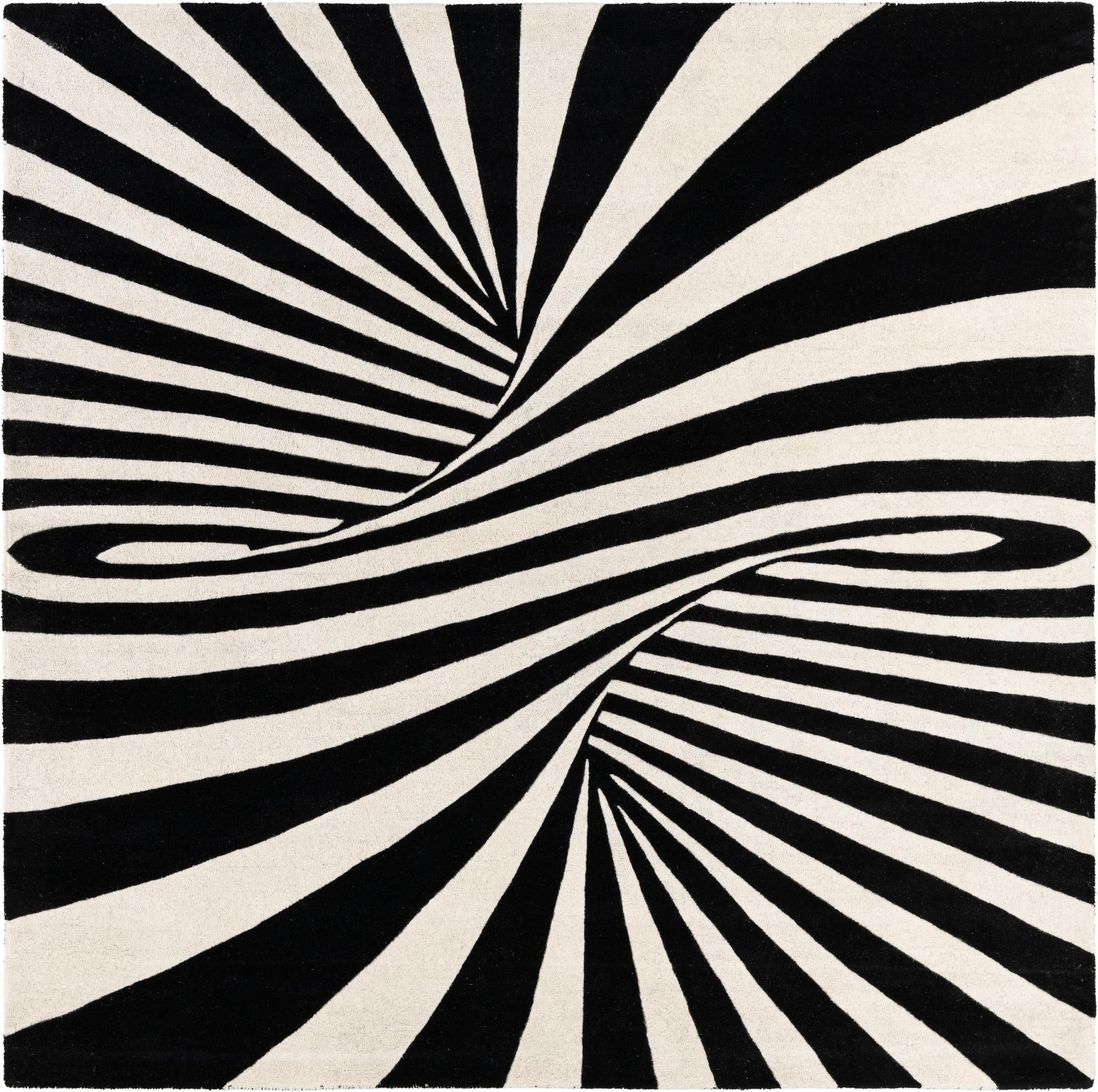 7' 10 x 7' 10 Featherstone · Abstract Wool Rug, black and white