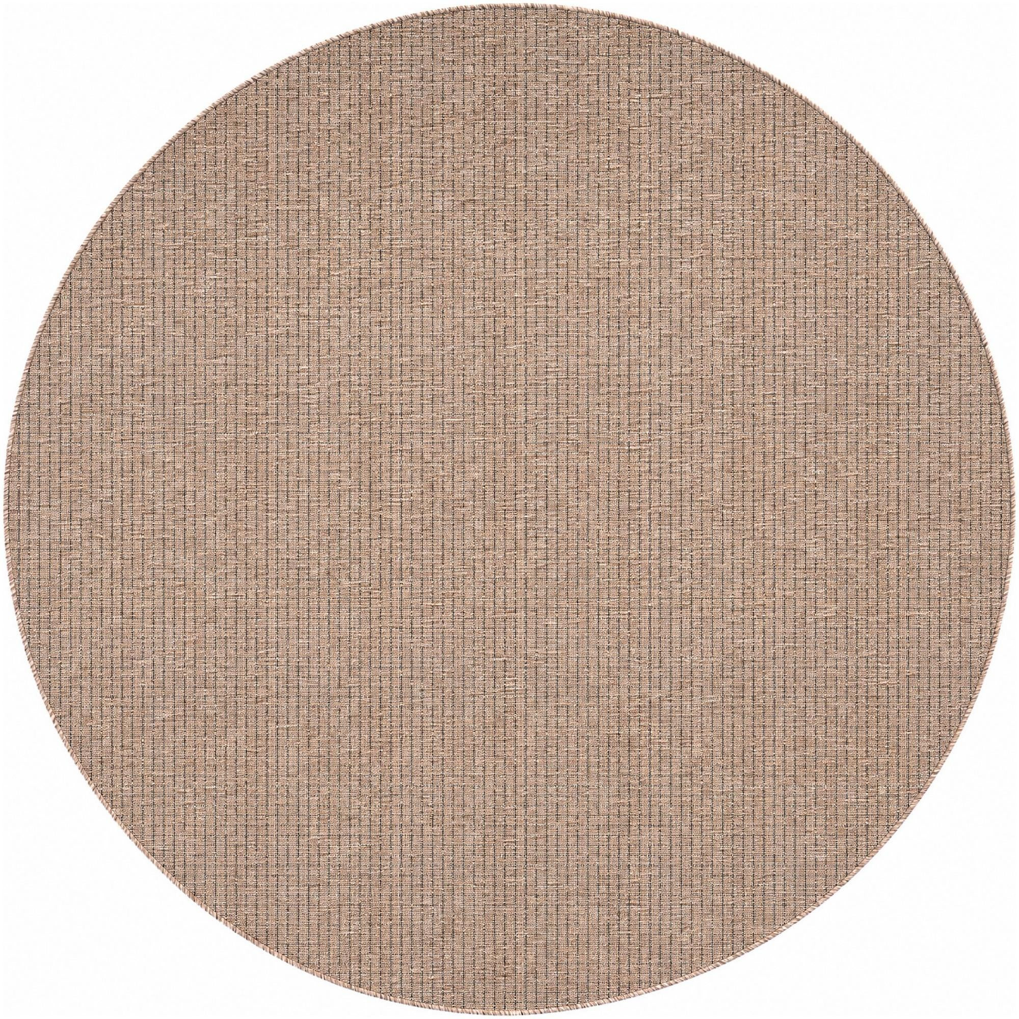 7' 10 x 7' 10 Loam · Checkered Outdoor Rug, light brown