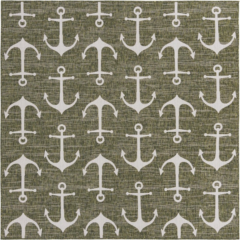 7' 10 x 7' 10 Millbrook · Pictoral Outdoor Rug, green