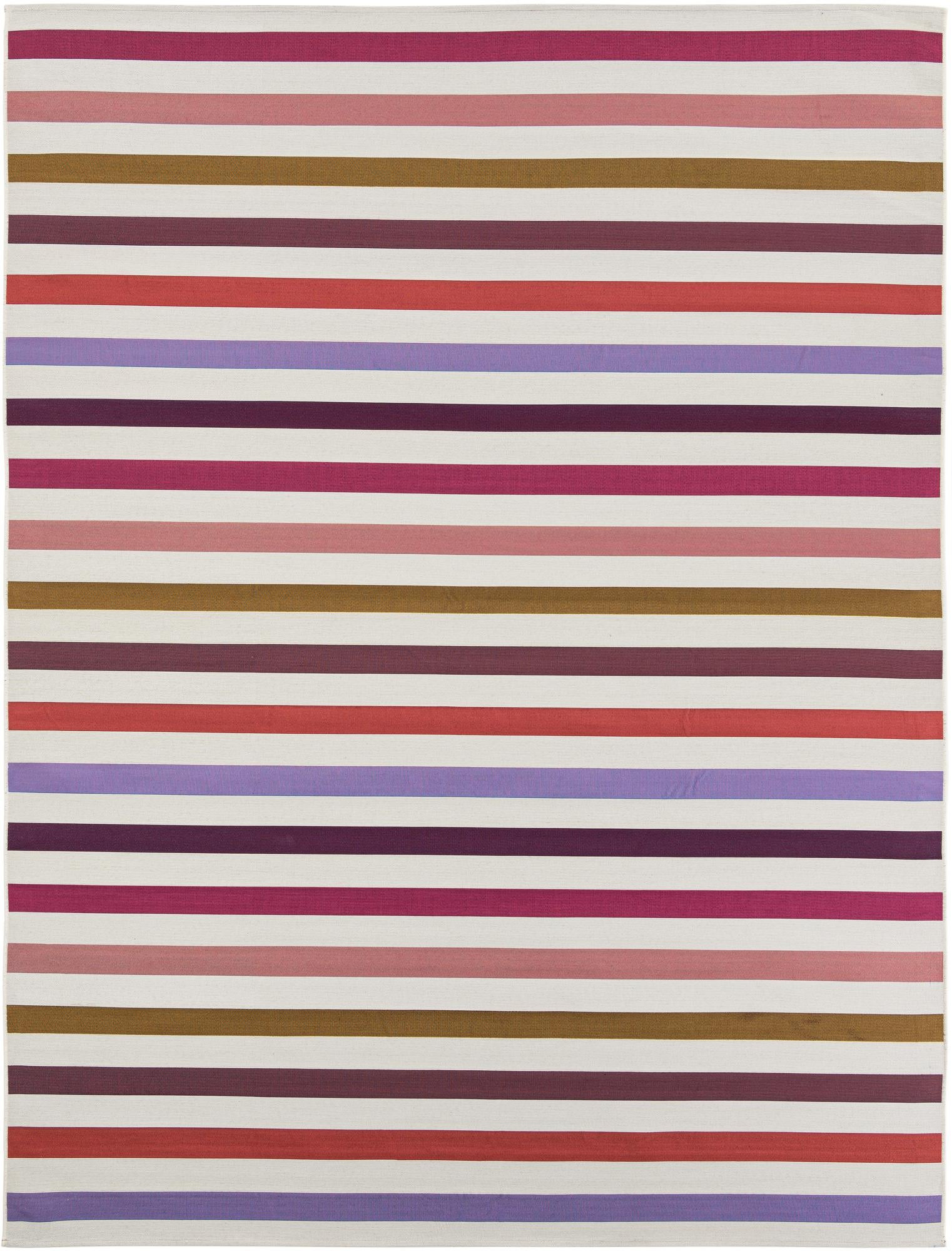 9' x 12' Lomax · Striped Outdoor Rug, multicolor and white