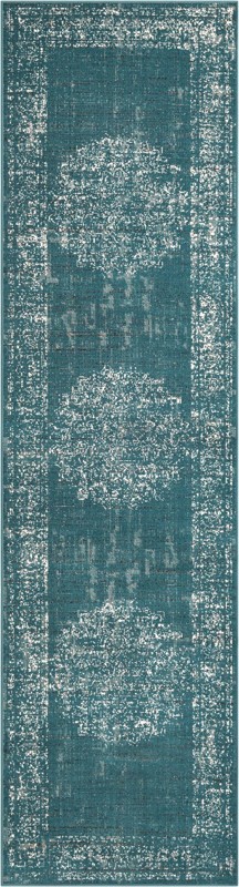 2' 7 x 10' Leighton · Border rug, blue