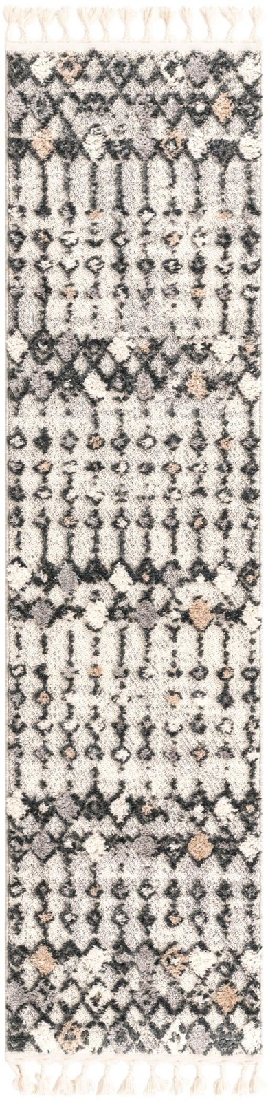 2' x 8' Josephine · Geometric tribal rug, sand and gray