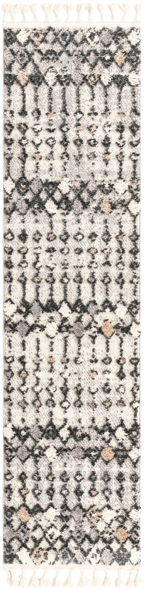 2' x 8' Josephine · Geometric tribal rug, sand and gray