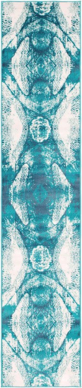 2' x 9' 10 Blakemore · Abstract medallion rug, turquoise and ivory