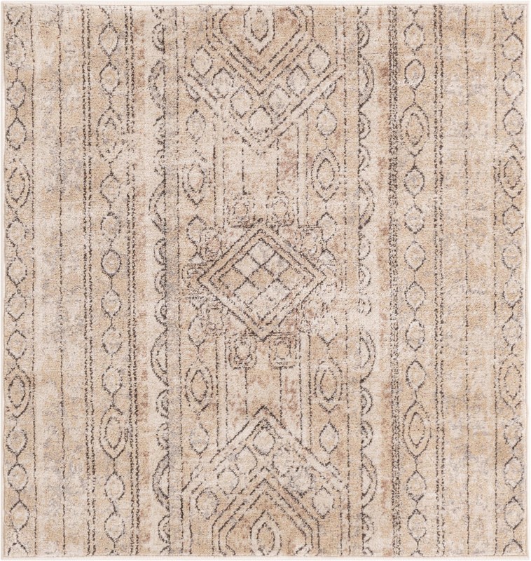 Grouse · Tribal geometric rug, ivory and brown