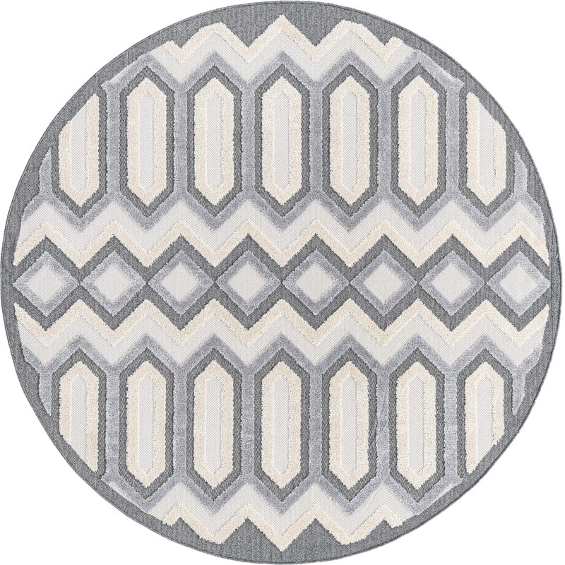 7' x 7' Roddy · Geometric rug, charcoal gray and beige