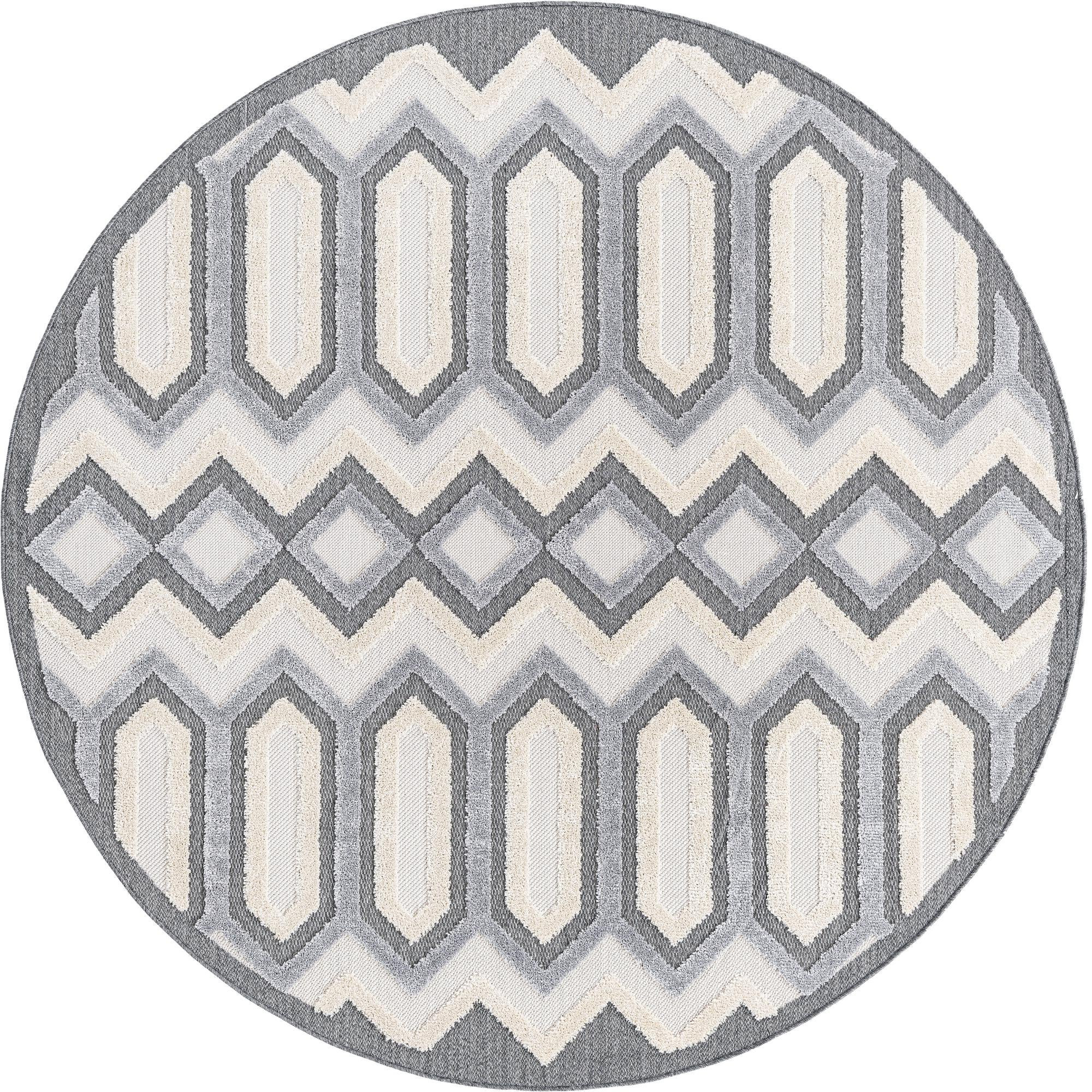 7' x 7' Roddy · Geometric rug, charcoal gray and beige