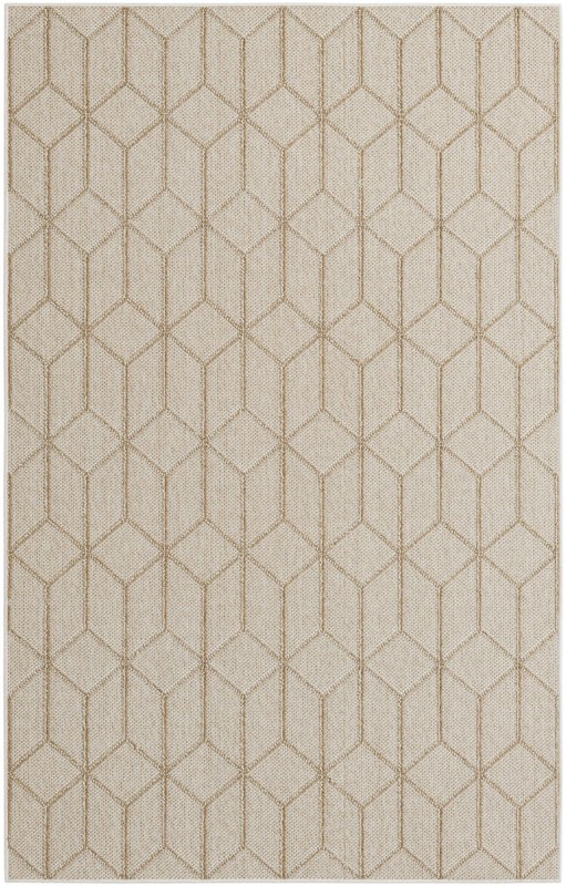 5' 3 x 8' Jasper · Geometric diamond Outdoor Rug, beige and cream