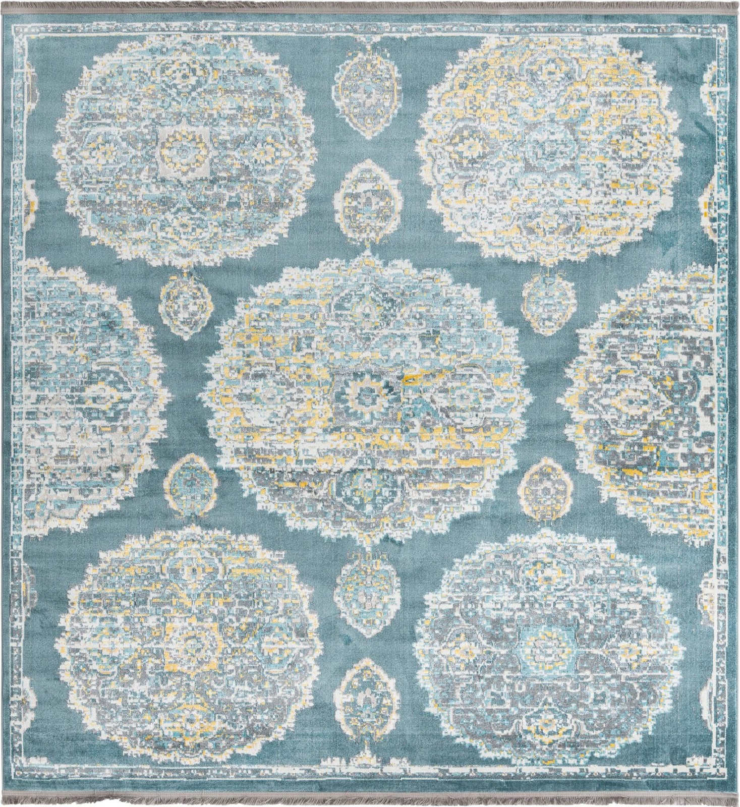 8' 2 x 8' 2 Mather · Border rug, gray