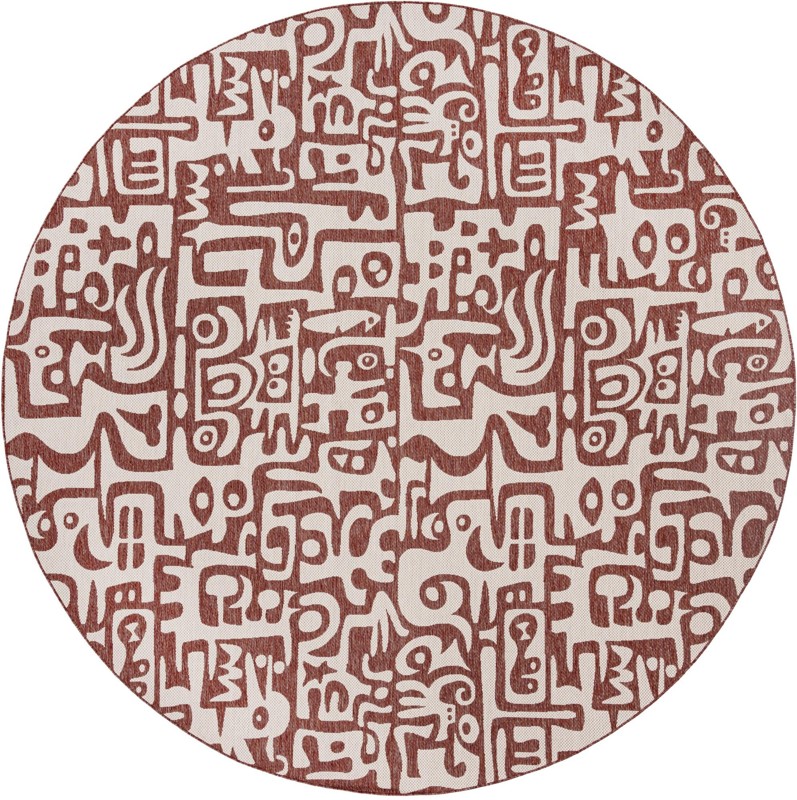 12' x 12' Hungerford · Abstract Outdoor Rug, rust red