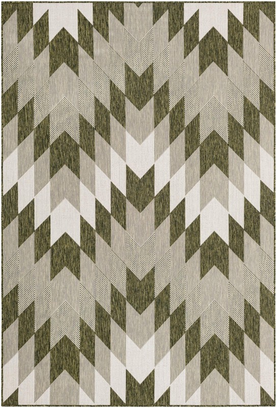 6' x 9' Morrell · Chevron Outdoor Rug, green and ivory