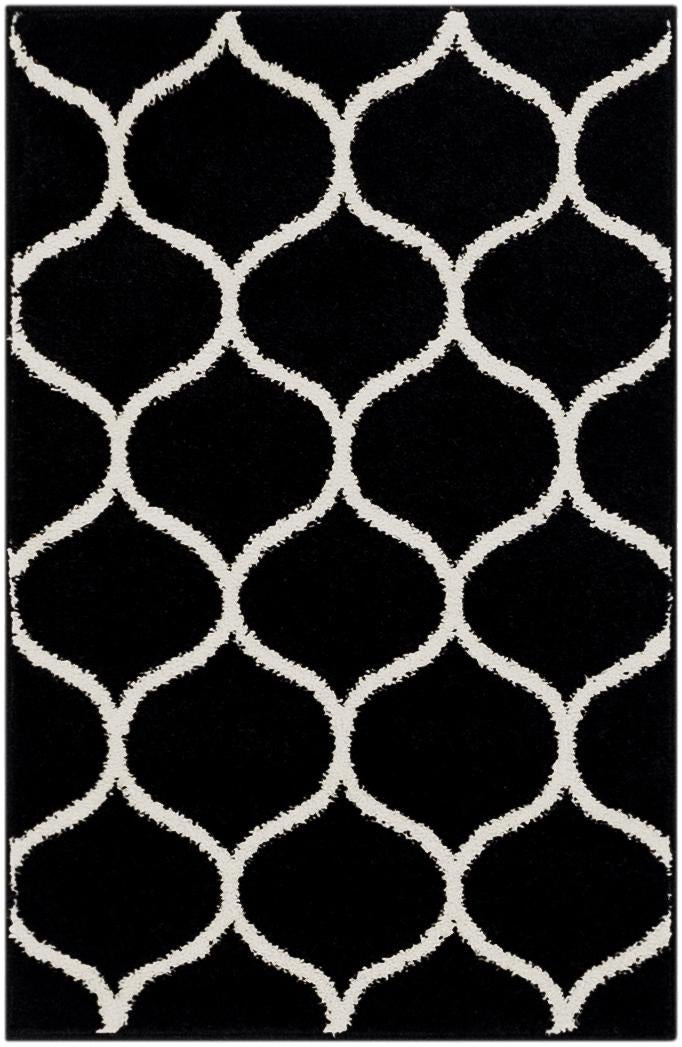 2' x 3' Ingram · Lattice rug, black and ivory