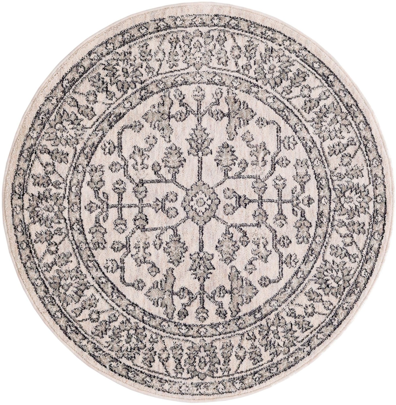 3' 3 x 3' 3 Parsley · Border rug, ivory