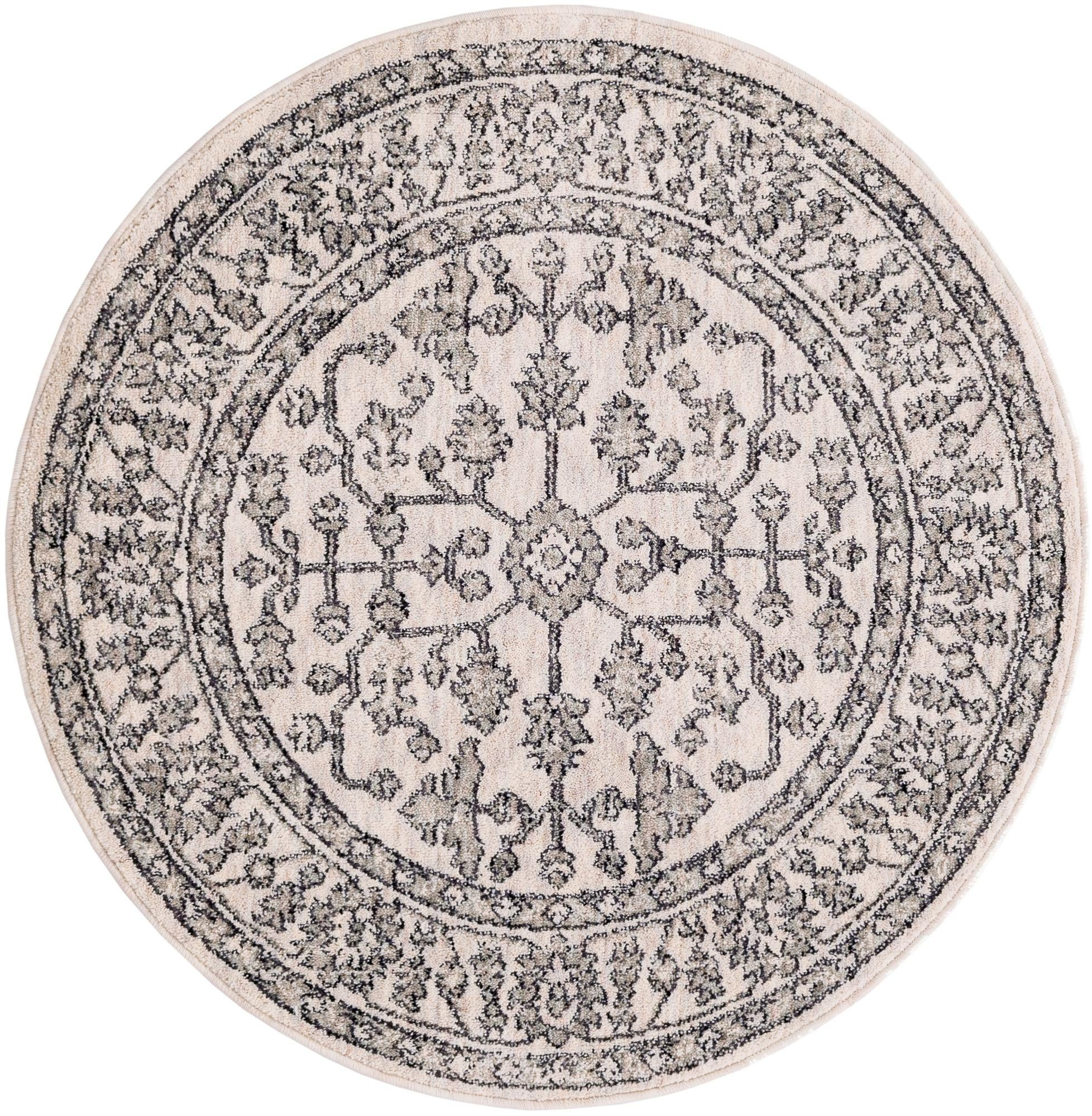 3' 3 x 3' 3 Parsley · Border rug, ivory