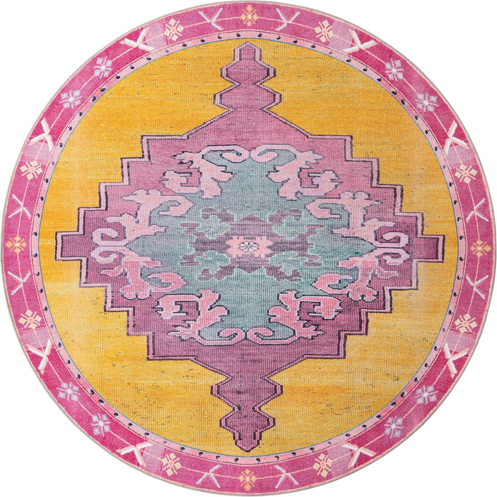 7' 7 x 7' 7 Sanderson · Border Washable Rug, yellow