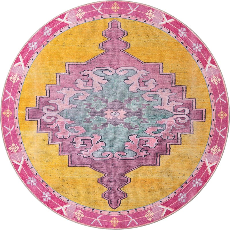 7' 7 x 7' 7 Sanderson · Border Washable Rug, yellow
