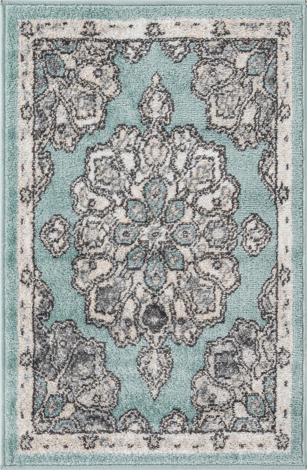 2' x 3' Nettle · Border rug, aqua