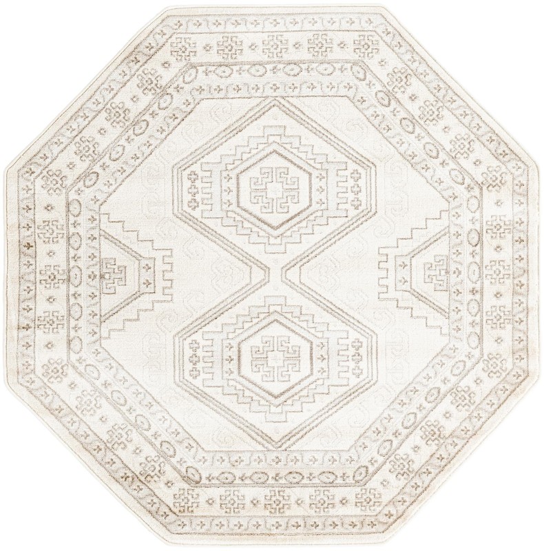 5' 3 x 5' 3 Harmon · Geometric diamond rug, ivory and brown