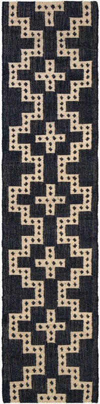 2' 7 x 12' Earley · Geometric Wool Rug, navy and off-white