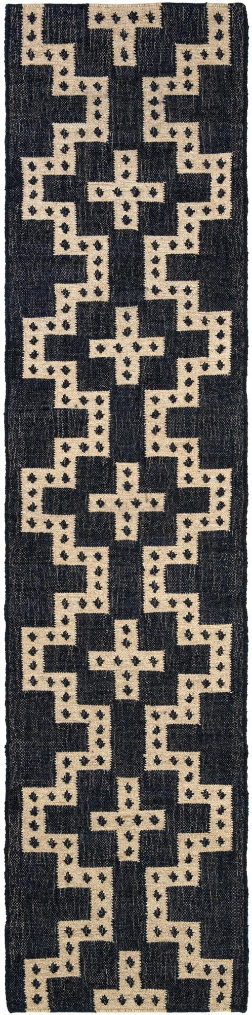 2' 7 x 12' Earley · Geometric Wool Rug, navy and off-white