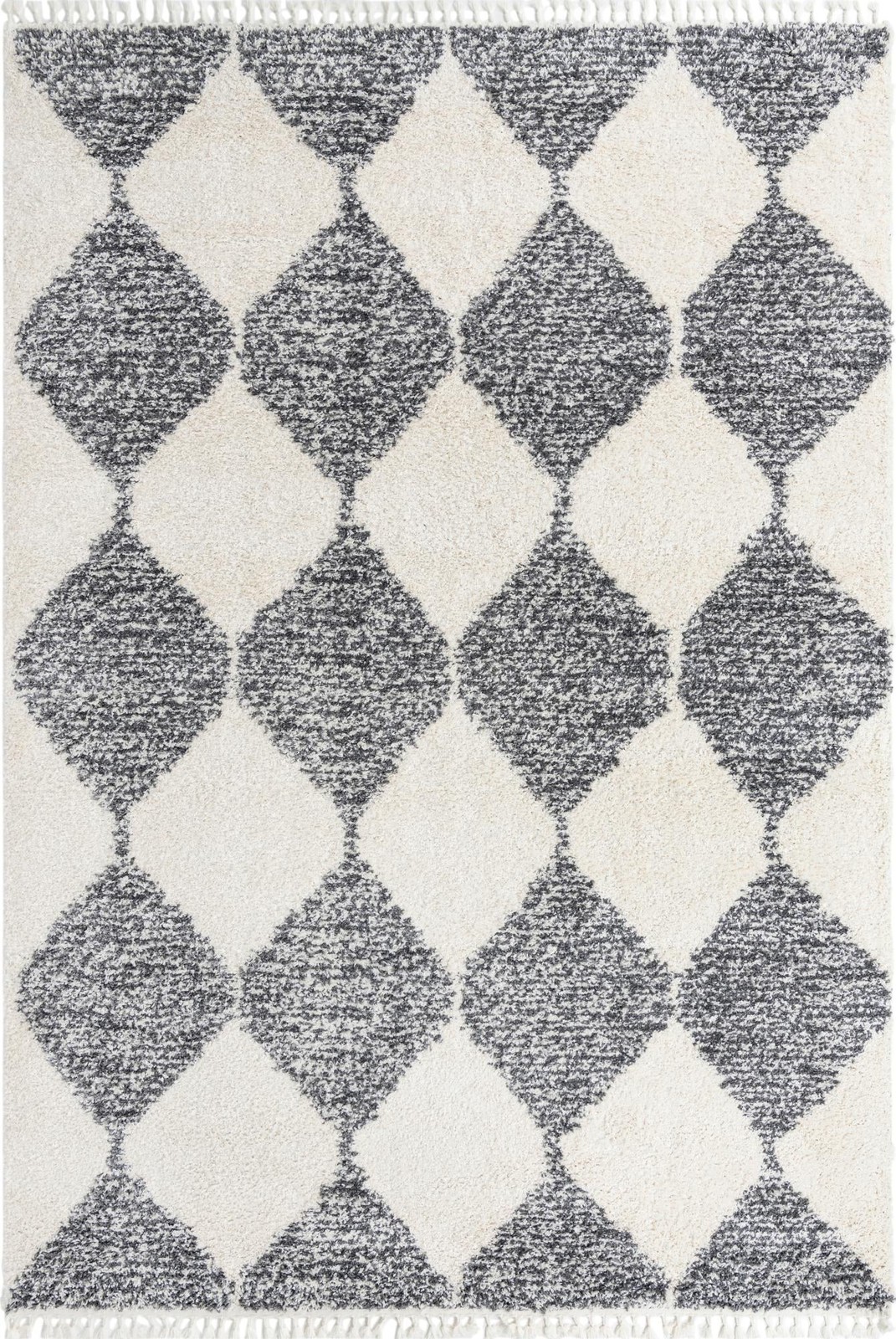 10' x 14' Newton · Diamond Shag Rug, white and gray