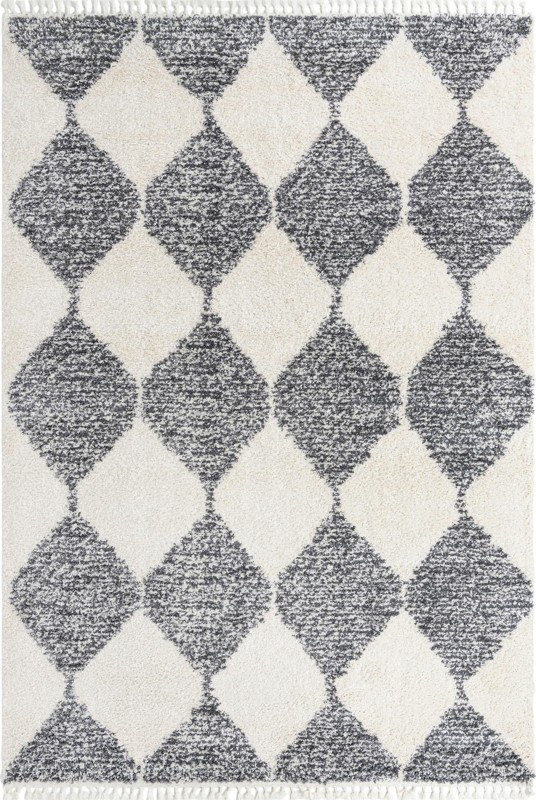 10' x 14' Newton · Diamond Shag Rug, white and gray