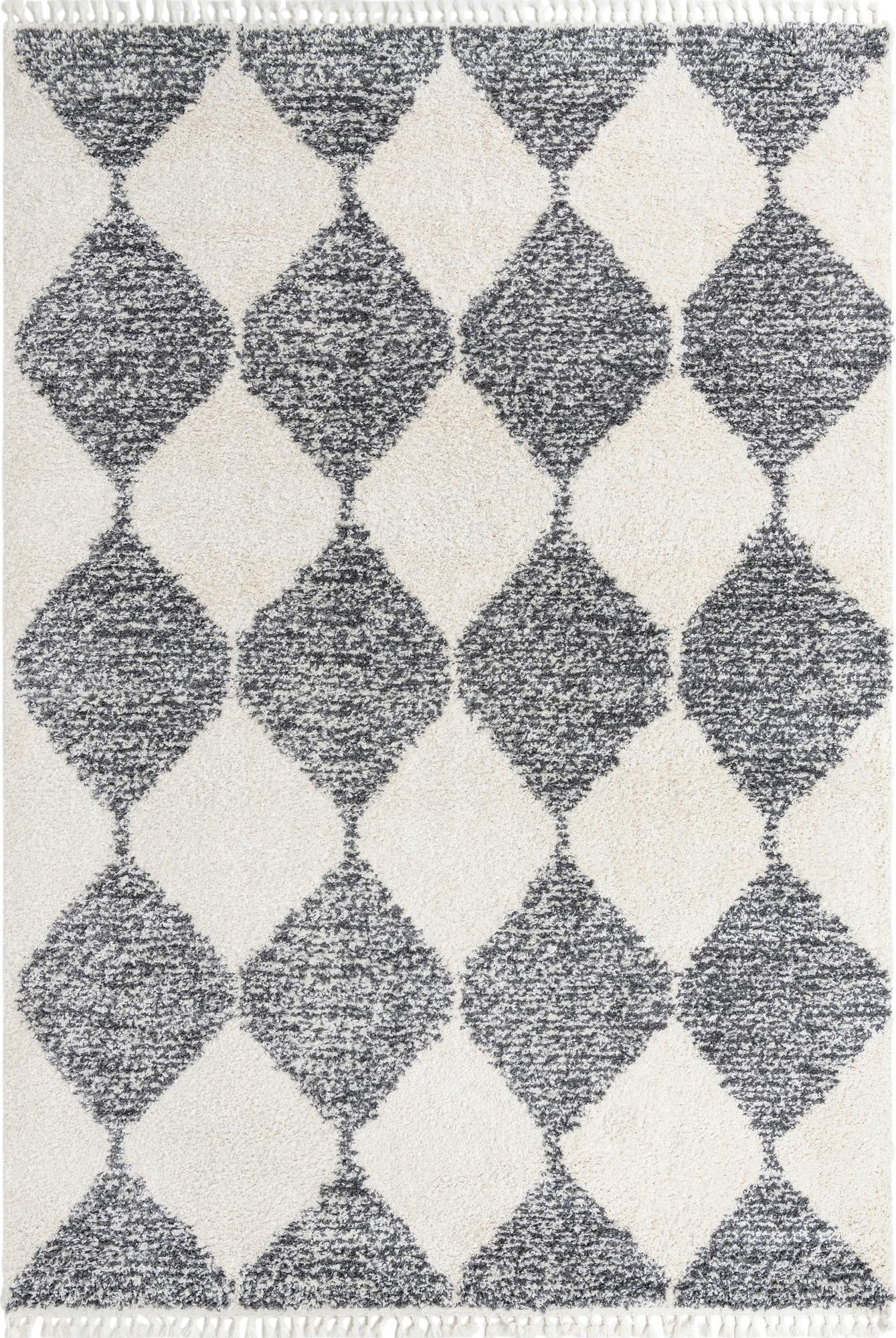 10' x 14' Newton · Diamond Shag Rug, white and gray