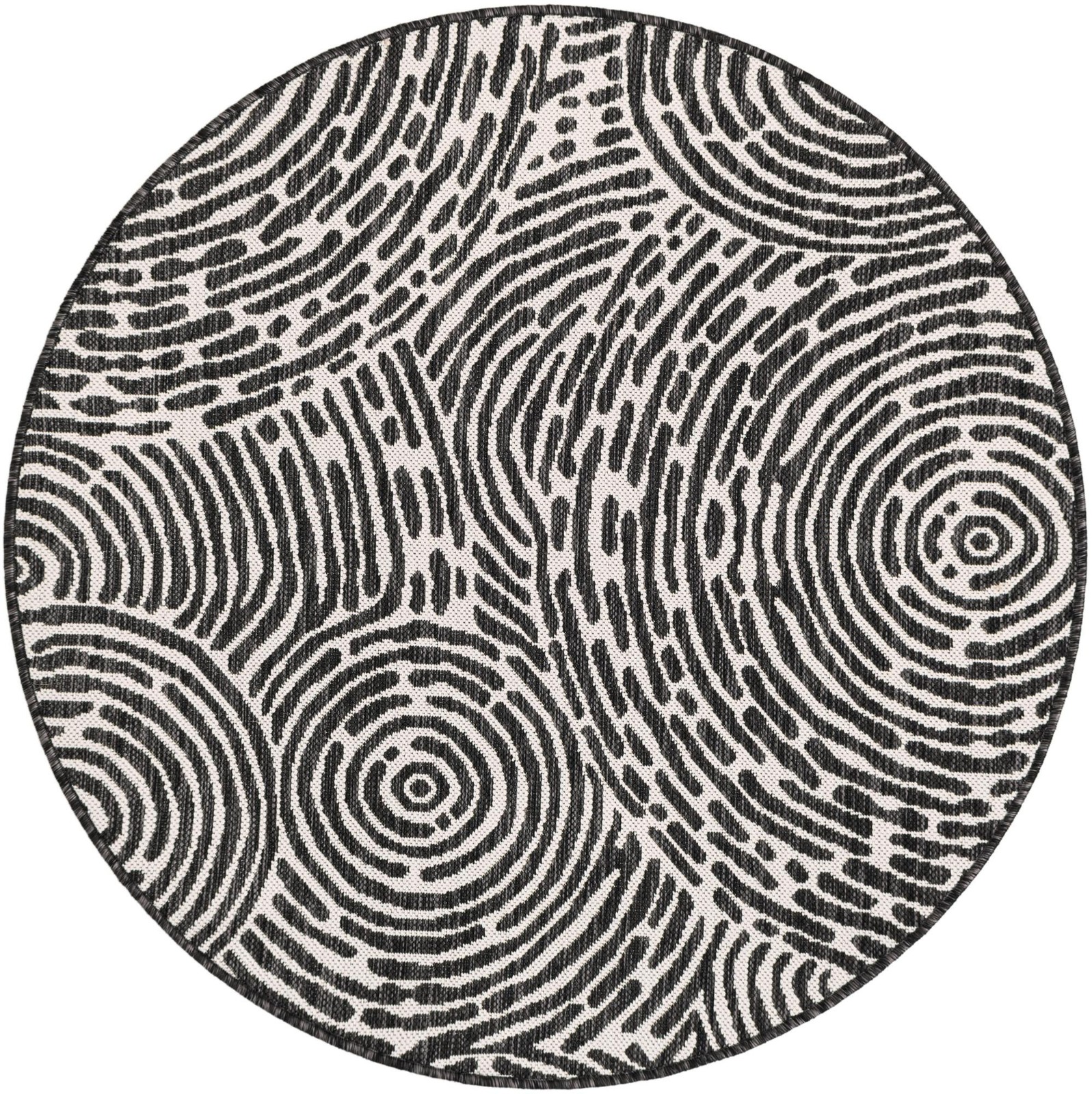 4' x 4' Grafton · Abstract Outdoor Rug, black and white