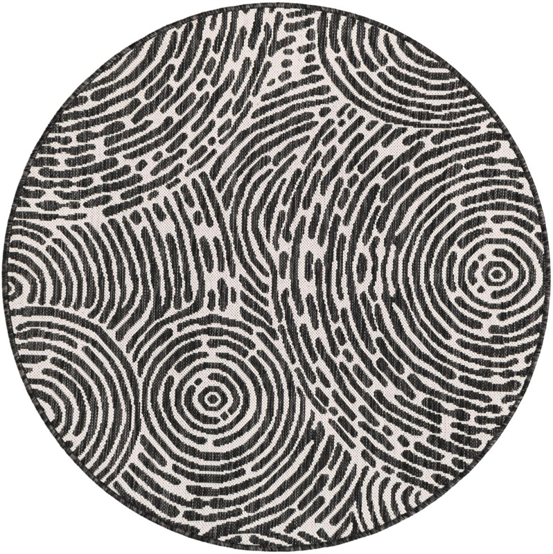 4' x 4' Grafton · Abstract Outdoor Rug, black and white