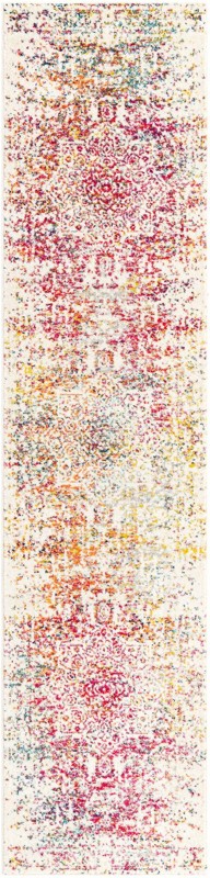 2' 7 x 11' Birch · Distressed medallion rug, ivory and multi