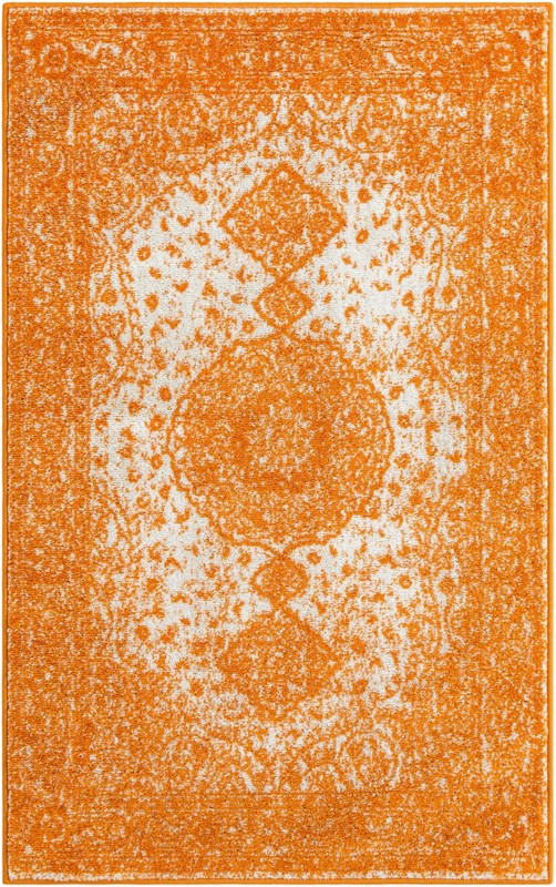 3' x 5' 3 Eudora · Medallion rug, orange and ivory