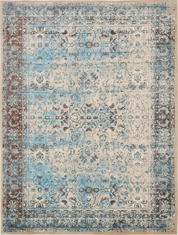 10' x 13' Harley · Distressed medallion rug, blue and brown
