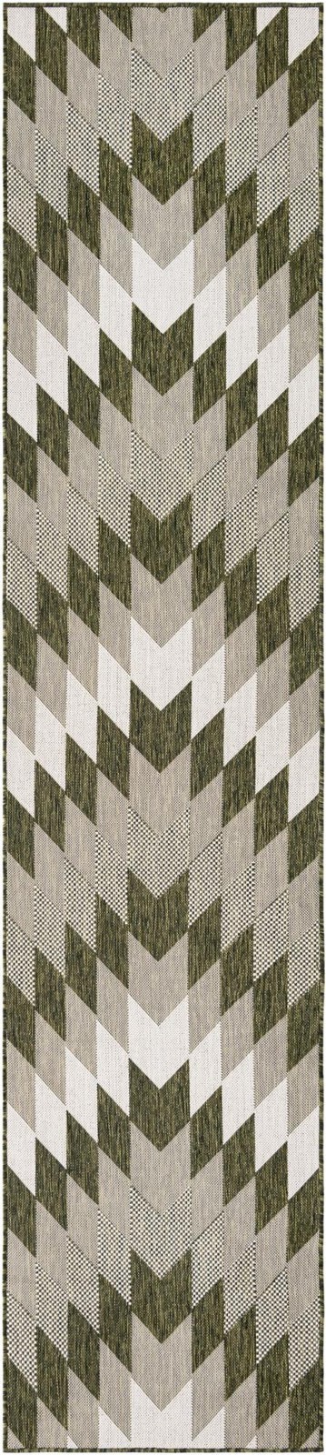 2' 7 x 12' Morrell · Checkered Outdoor Rug, green