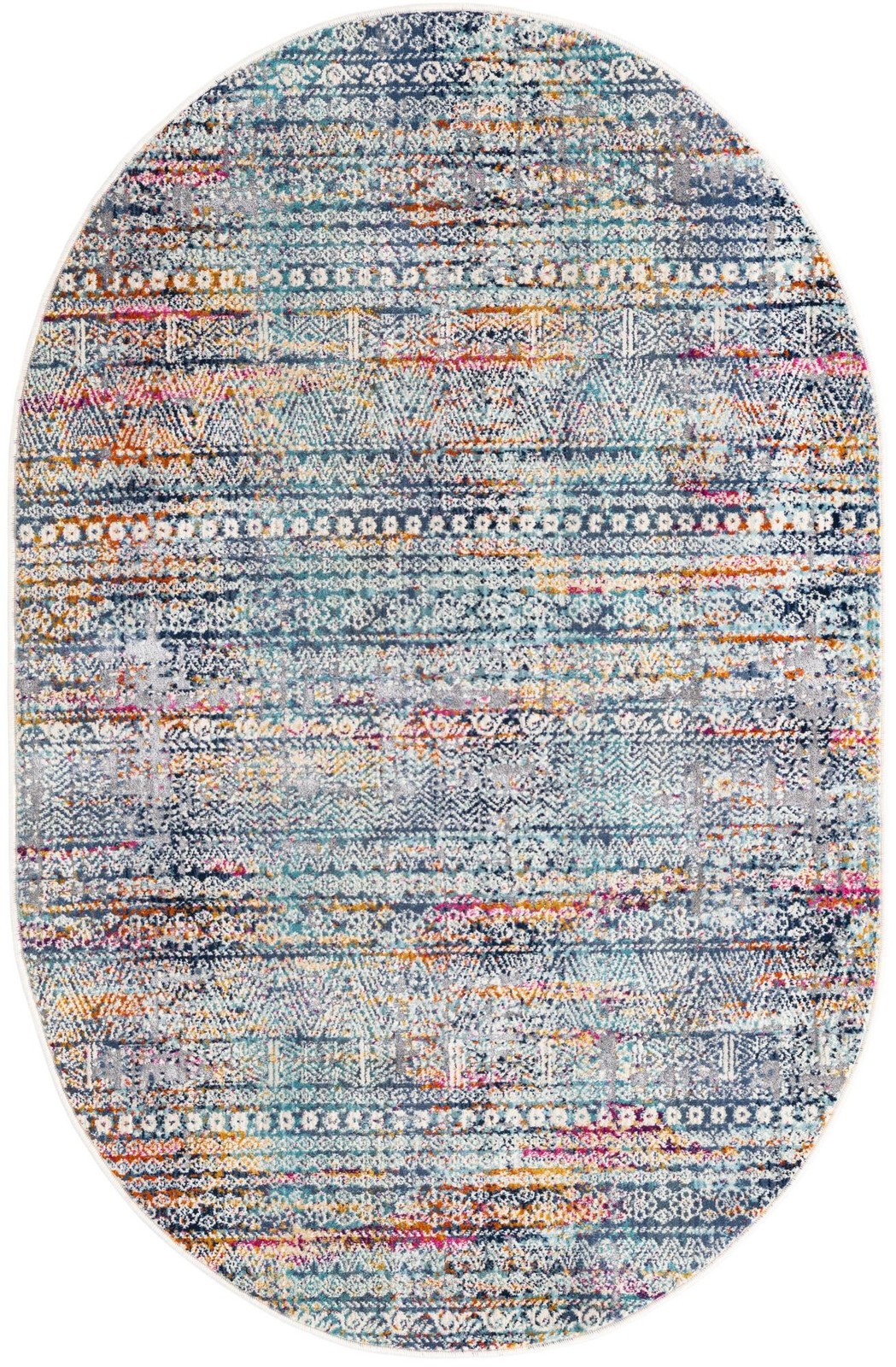 3' 7 x 5' 3 Flanders · Tribal striped rug, multicolor and blue