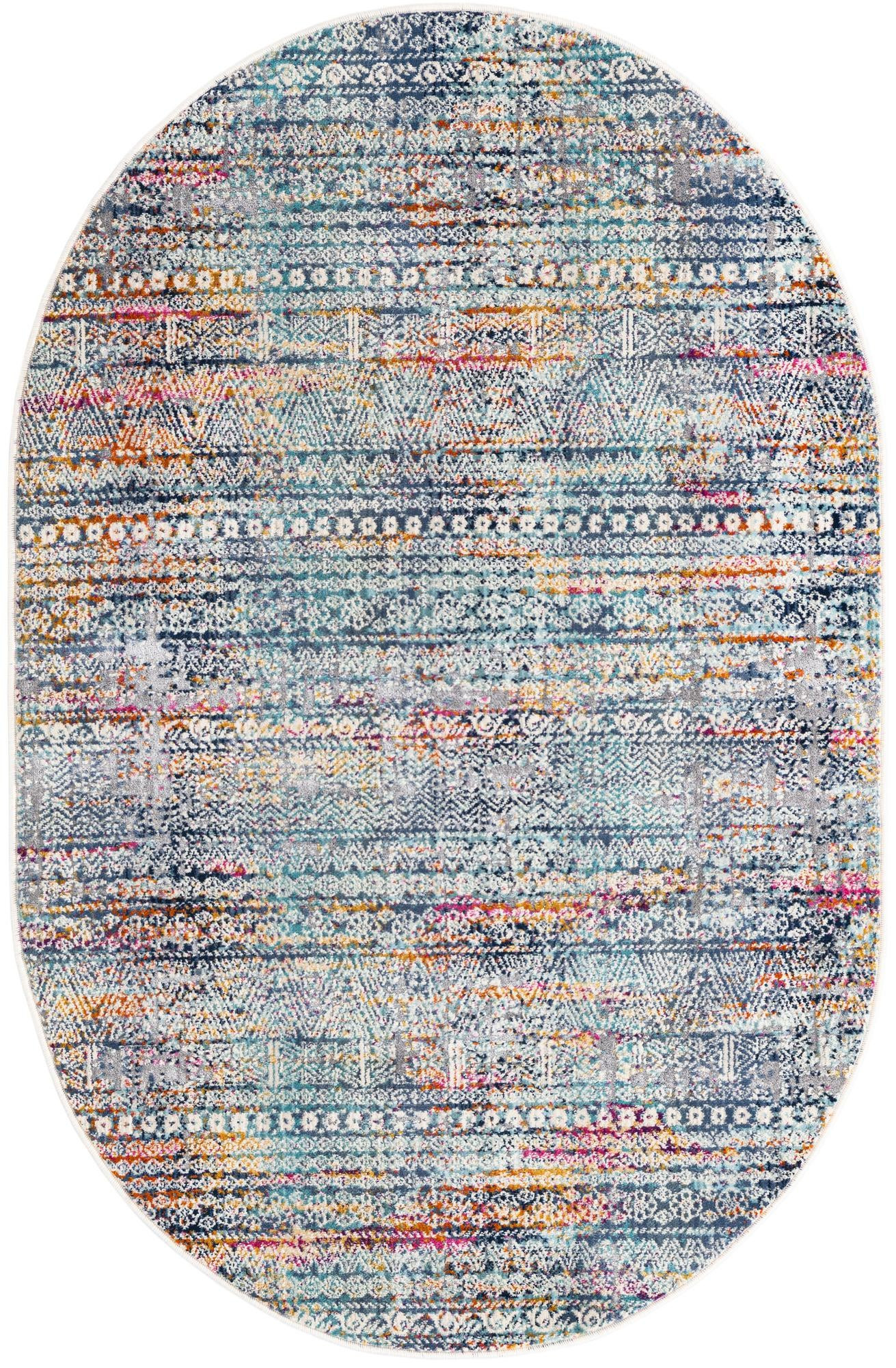 3' 7 x 5' 3 Flanders · Tribal striped rug, multicolor and blue