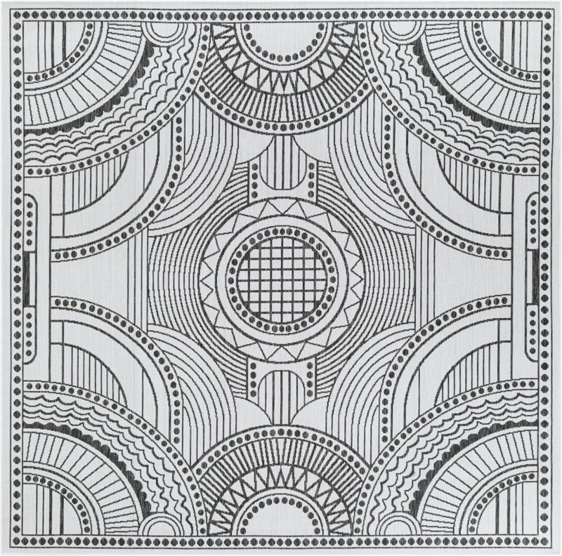 7' 10 x 7' 10 Brough · Geometric Outdoor Rug, white and black